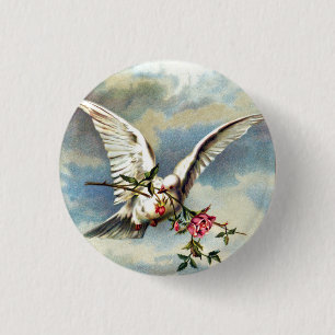 Badge Rond 2,50 Cm Falln Dove avec Roses