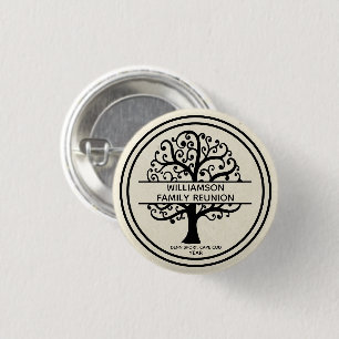 Badge Rond 2,50 Cm Famille des arbres Reunion Black Modern Drawing