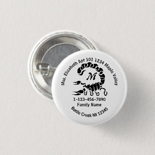 Badge Rond 2,50 Cm Famille Monogramme de Black Scorpion Perdue Adress