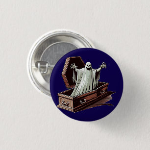 Badge Rond 2,50 Cm fantôme d'Halloween sortant d'un cercueil art