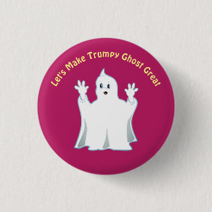 Badge Rond 2,50 Cm Fantôme Trumpy Mignon Radieux