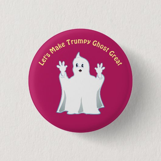 Badge Rond 2,50 Cm Fantôme Trumpy Mignon Radieux (Devant)