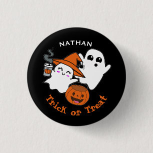 Badge Rond 2,50 Cm Fantômes Mignons Trick or Treat Halloween Personna