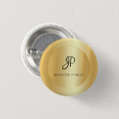 Badge Rond 2,50 Cm Faux Gold Elegant Ajouter Votre Nom Modèle (Devant & derrière)