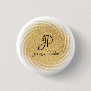 Badge Rond 2,50 Cm Faux Gold Parties scintillant Look Monogramme Modè