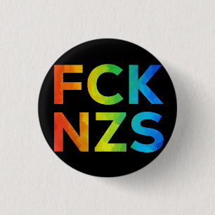 Badge Rond 2,50 Cm FCK NZS Regenbogen auf schwarz