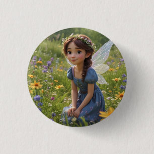 Badge Rond 2,50 Cm Fée dans le pré