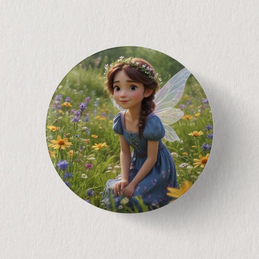 Badge Rond 2,50 Cm Fée dans le pré (Devant)