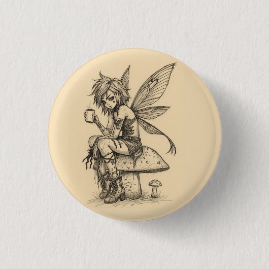 Badge Rond 2,50 Cm Fée du café (Devant)