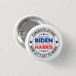 Badge Rond 2,50 Cm Félicitations, Biden Harris ! Couleurs de joint pe