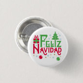 Badge Rond 2,50 Cm Feliz Navidad Joyeux Noël Joyeux Yule (Devant & derrière)