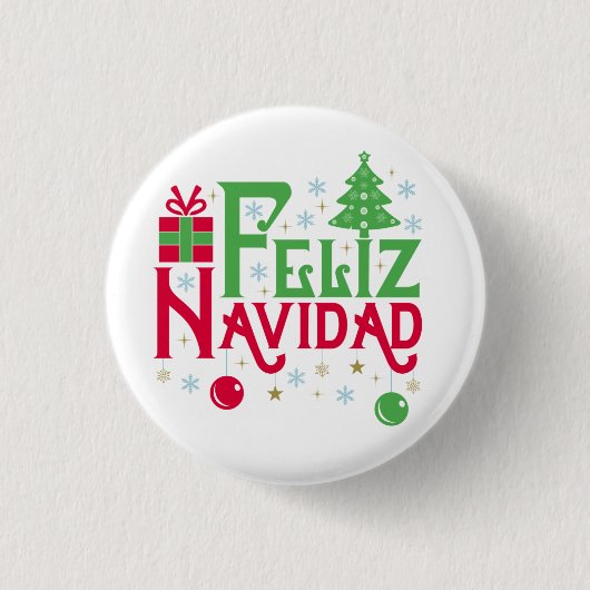 Badge Rond 2,50 Cm Feliz Navidad Joyeux Noël Joyeux Yule (Devant)