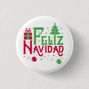 Badge Rond 2,50 Cm Feliz Navidad Merry Christmas Happy Yule