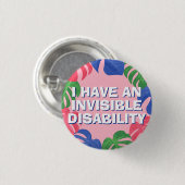 Badge Rond 2,50 Cm Feminine rose Feuilles Tropical Invisible Handicap (Devant & derrière)