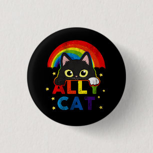 Badge Rond 2,50 Cm Femme Ally Chat LGBT Pride Ally Chat Noir avec Rai