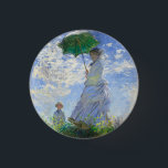 Badge Rond 2,50 Cm Femme avec Parasol, Madame Monet et Son Fils<br><div class="desc">Femme au parasol, Madame Monet et son fils par Claude Monet Vintage Fine Art</div>