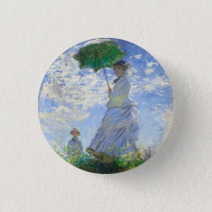 Badge Rond 2,50 Cm Femme avec Parasol, Madame Monet et Son Fils