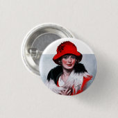 Badge Rond 2,50 Cm Femme en Casquette rouge (Devant & derrière)
