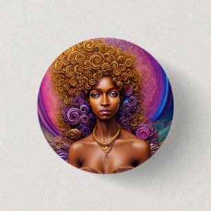 Badge Rond 2,50 Cm Femme noire Melanin Reine Peau Brown Sista Femmes