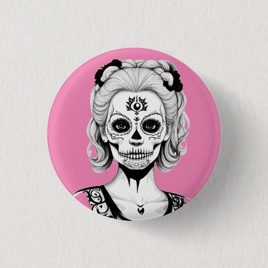 BADGE ROND 2,50 CM FEMME SKULLHEAD (Devant)