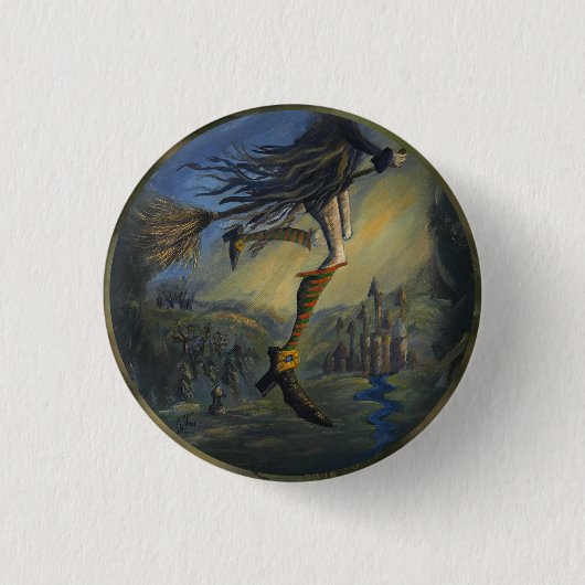 Badge Rond 2,50 Cm Femme Sorcière (Devant)