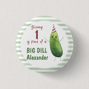 Badge Rond 2,50 Cm Fête d'anniversaire au concombre à l'aquarelle Big
