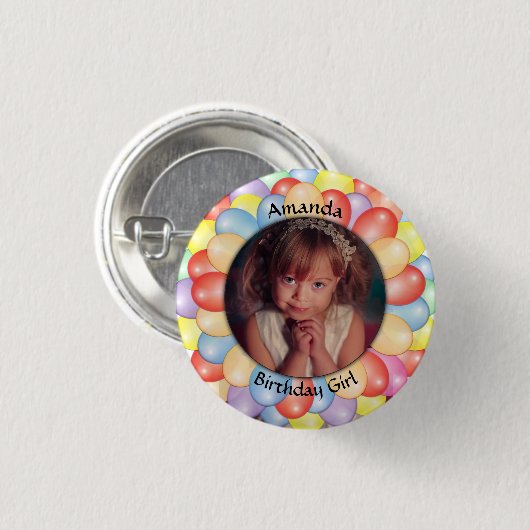 Badge Rond 2,50 Cm Fête d'anniversaire avec des ballons photos (Devant & derrière)