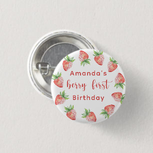 Badge Rond 2,50 Cm Fête d'anniversaire de 1 an à l'aquarelle de frais