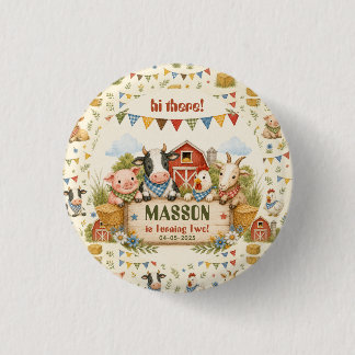 Badge Rond 2,50 Cm Fête d'anniversaire de 2 ans à la ferme rustique p