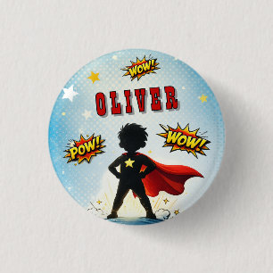 Badge Rond 2,50 Cm Fête d'anniversaire de garçon en style de super-hé