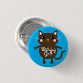 Badge Rond 2,50 Cm Fête d'anniversaire du chat (Devant & derrière)