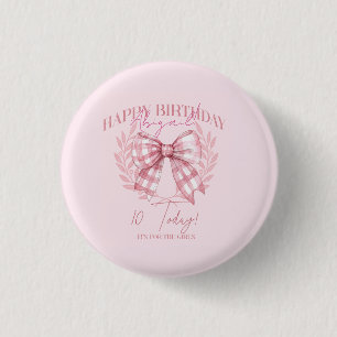 Badge Rond 2,50 Cm Fête d'anniversaire d'une fille de dix ans avec ru