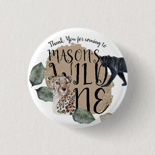 Badge Rond 2,50 Cm Fête d'anniversaire safari aquarelle animal sauvag
