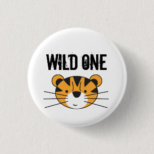 Badge Rond 2,50 Cm Fête d'anniversaire sauvage de safari de tigre