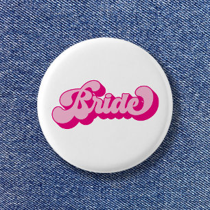 Badge Rond 2,50 Cm Fête de Bachelorette de Mariée Rose Chaude de Styl