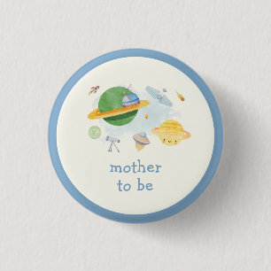 Badge Rond 2,50 Cm Fête de Bébé Astronaute de Mère à Devenir dans l'E