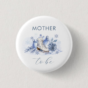 Badge Rond 2,50 Cm Fête de Bébé Flocon de Neige d'Hiver Maman à Venir