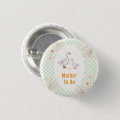 Badge Rond 2,50 Cm Fête de bébé future maman Sage Gingham Daisy Goose (Devant & derrière)