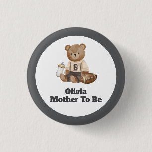 Badge Rond 2,50 Cm Fête de bébé garçon de football à peine attendre M