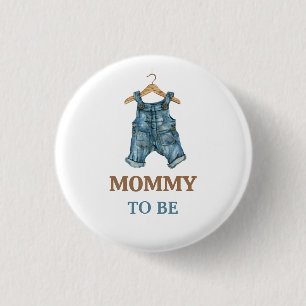 Badge Rond 2,50 Cm Fête de Bébé Garçon en Jean Bleu Moderne