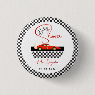 Badge Rond 2,50 Cm Fête de bébé garçon voiture de course Fête Littl
