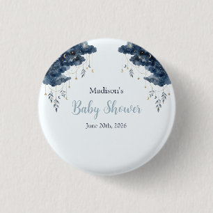Badge Rond 2,50 Cm Fête de Bébé Nuage Aquarelle de la Marine Céleste 