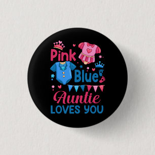 Badge Rond 2,50 Cm Fête de la révélation de genre rose ou bleu Tante 