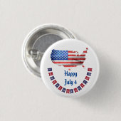 Badge Rond 2,50 Cm Fête de l'Indépendance Juillet 4 American Flag USA (Devant & derrière)