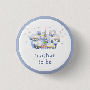 Badge Rond 2,50 Cm Fête de Mère de Village d'Hiver pour Bébé