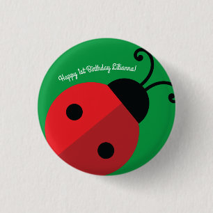 Badge Rond 2,50 Cm Fête du 1er anniversaire de Lady Bug Cute