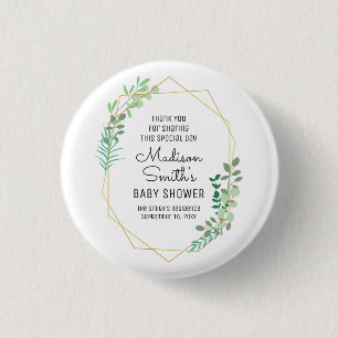 Badge Rond 2,50 Cm Fête du Baby shower géométrique et verdoyant Fa