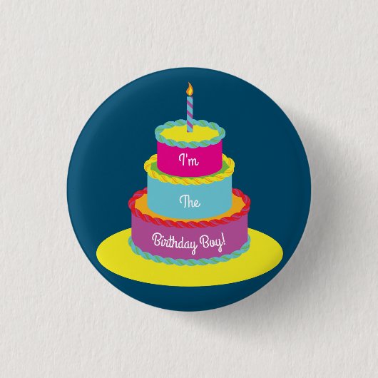 Badge Rond 2,50 Cm Fête du gâteau d'anniversaire (Devant)