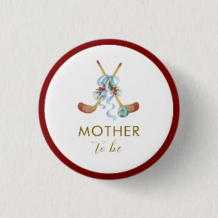 Badge Rond 2,50 Cm Fête Prénatale de Bébé Hockey des Étoiles d'Hiver