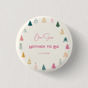 Badge Rond 2,50 Cm Fête prénatale de Noël rose et vert pour la future